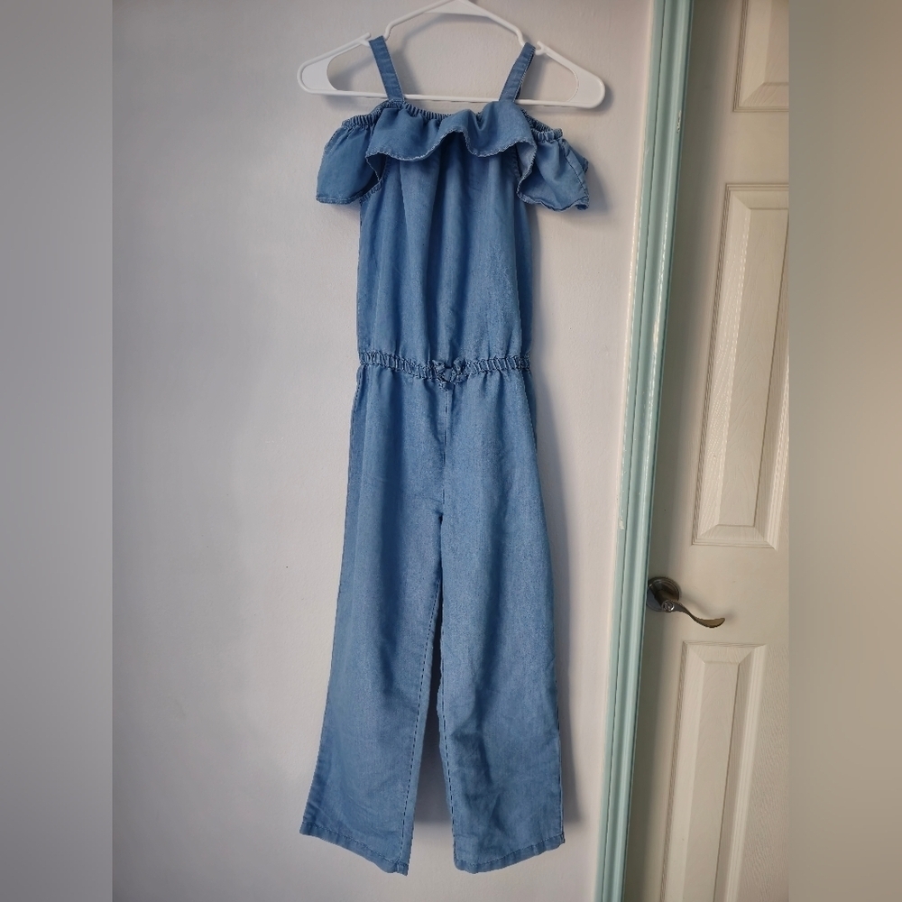 NAUTICA Girls Romper DENIM RUFFLES PANTS SZ 12/14
